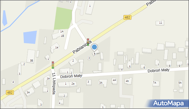 Dobroń, Pabianicka, 5, mapa Dobroń
