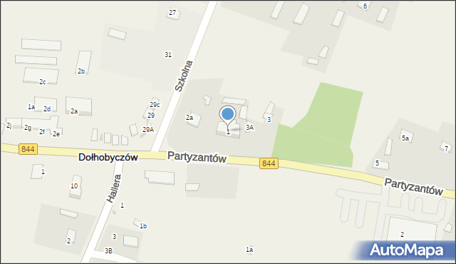 Dołhobyczów, Partyzantów, 1, mapa Dołhobyczów