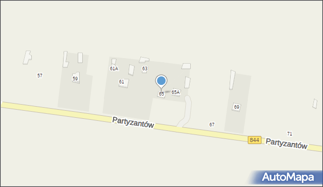 Dołhobyczów, Partyzantów, 65, mapa Dołhobyczów