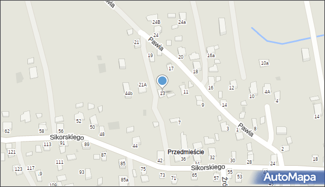 Dynów, Pawia, 13, mapa Dynów