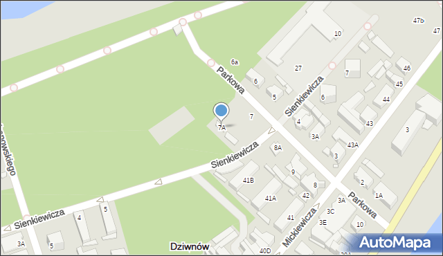 Dziwnów, Parkowa, 7A, mapa Dziwnów