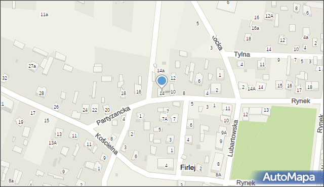Firlej, Partyzancka, 14, mapa Firlej