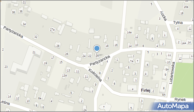 Firlej, Partyzancka, 20, mapa Firlej