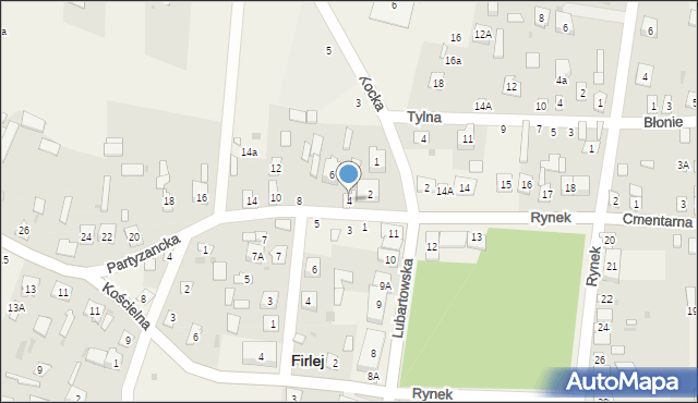 Firlej, Partyzancka, 4, mapa Firlej