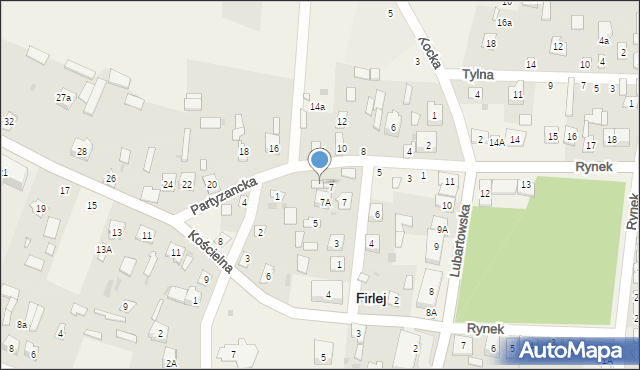 Firlej, Partyzancka, 7a, mapa Firlej