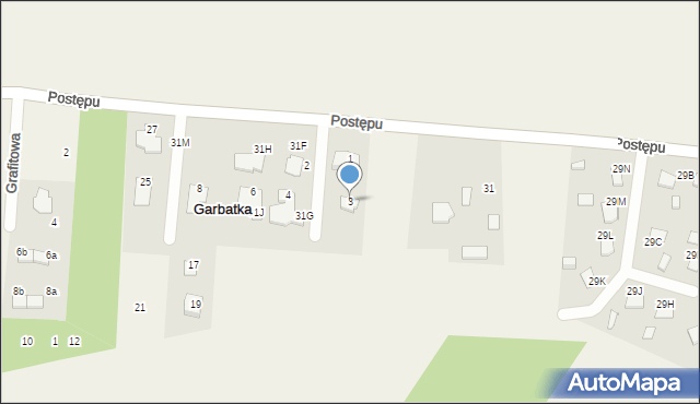 Garbatka, Pastelowa, 3, mapa Garbatka