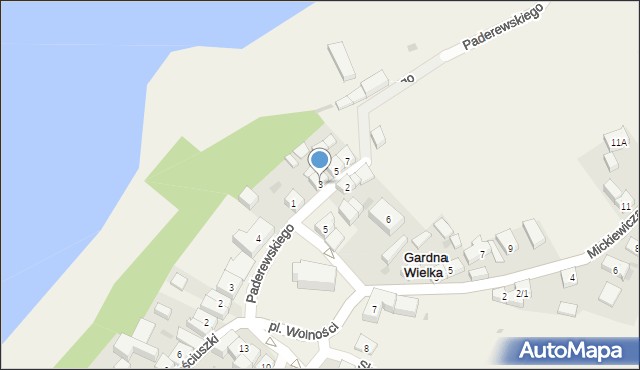 Gardna Wielka, Paderewskiego Ignacego Jana, 3, mapa Gardna Wielka