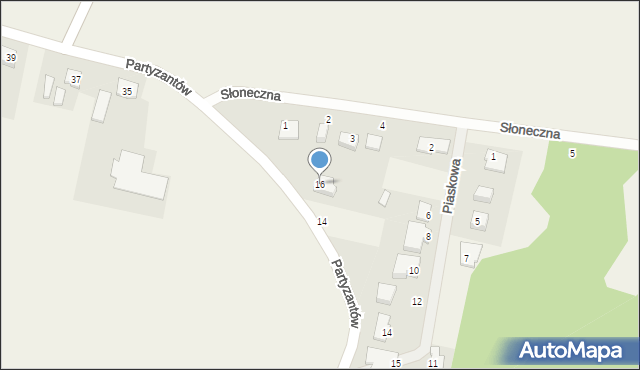 Gąski, Partyzantów, 16, mapa Gąski