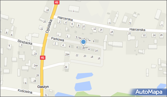 Gaszyn, Parkowa, 10, mapa Gaszyn