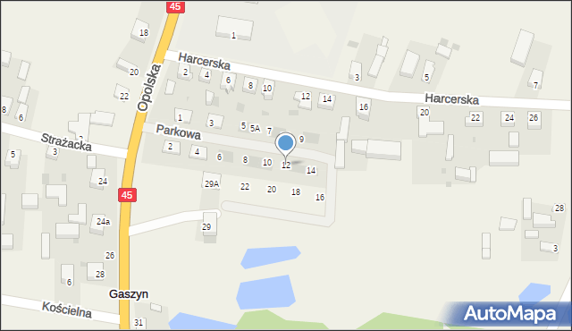 Gaszyn, Parkowa, 12, mapa Gaszyn