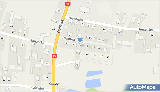 Gaszyn, Parkowa, 6, mapa Gaszyn