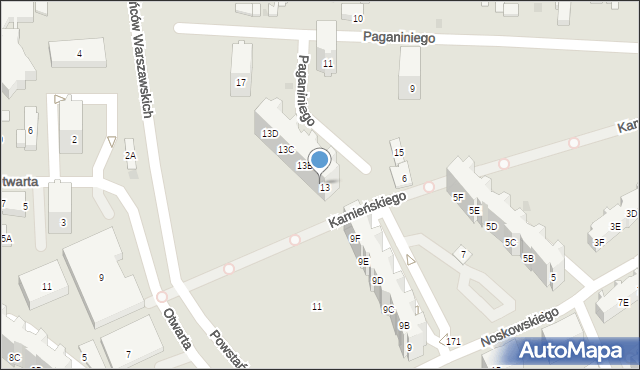 Gdańsk, Paganiniego Niccolo, 13A, mapa Gdańska