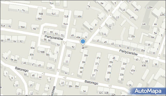 Gdańsk, Partyzantów, 48, mapa Gdańska