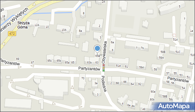 Gdańsk, Partyzantów, 63a, mapa Gdańska