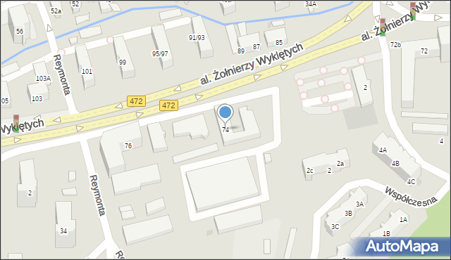 Gdańsk, Partyzantów, 74, mapa Gdańska