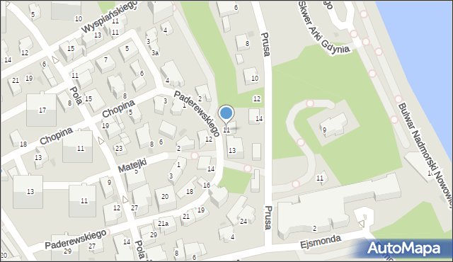 Gdynia, Paderewskiego Ignacego Jana, 11, mapa Gdyni