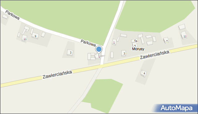 Giebło, Parkowa, 1, mapa Giebło