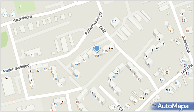 Gliwice, Paderewskiego Ignacego Jana, 106, mapa Gliwic