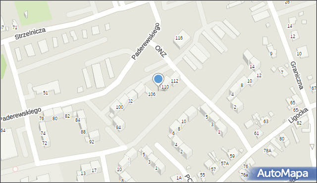 Gliwice, Paderewskiego Ignacego Jana, 108, mapa Gliwic