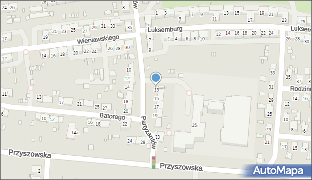 Gliwice, Partyzantów, 13, mapa Gliwic