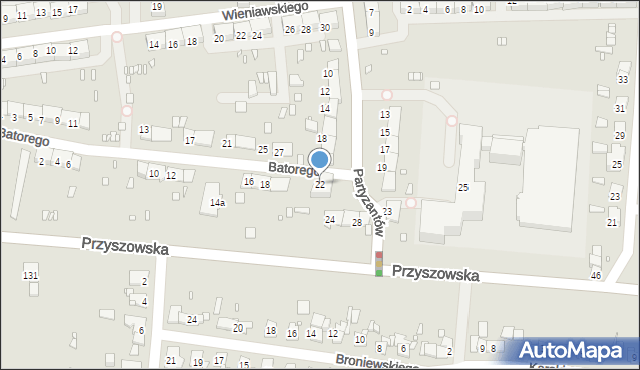 Gliwice, Partyzantów, 22, mapa Gliwic