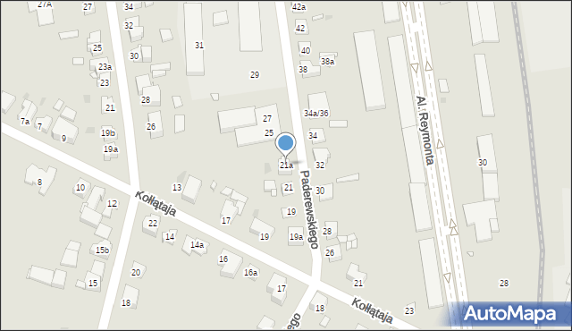 Gniezno, Paderewskiego Ignacego Jana, 21a, mapa Gniezna