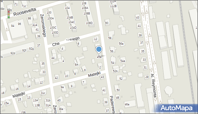 Gniezno, Paderewskiego Ignacego Jana, 45a, mapa Gniezna