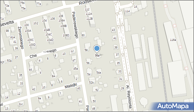 Gniezno, Paderewskiego Ignacego Jana, 56a, mapa Gniezna