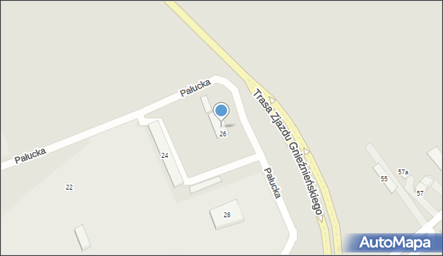 Gniezno, Pałucka, 26, mapa Gniezna