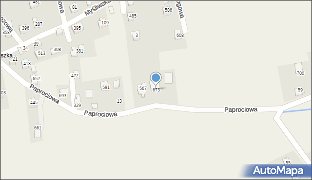 Godziszka, Paprociowa, 673, mapa Godziszka