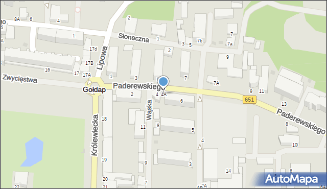 Gołdap, Paderewskiego Ignacego Jana, 4A, mapa Gołdap