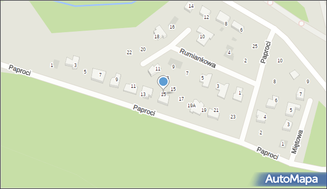 Goleniów, Paproci, 15, mapa Goleniów