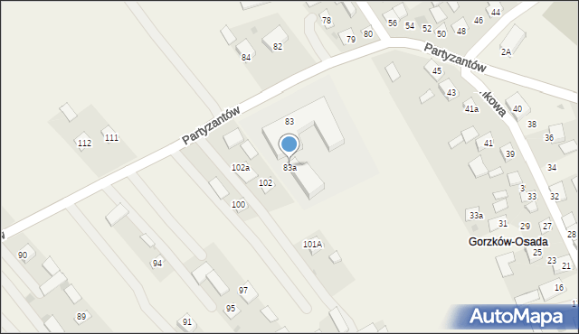Gorzków-Osada, Partyzantów, 83a, mapa Gorzków-Osada
