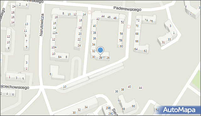 Gorzów Wielkopolski, Paderewskiego Ignacego Jana, 28, mapa Gorzów Wielkopolski