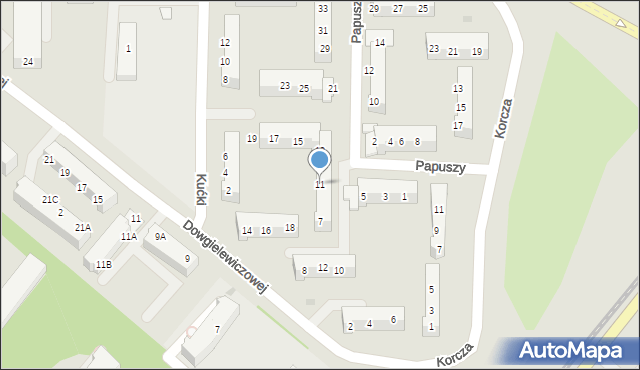 Gorzów Wielkopolski, Papuszy, 11, mapa Gorzów Wielkopolski