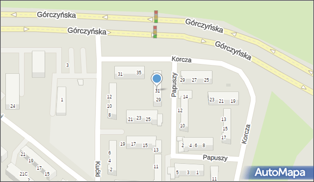 Gorzów Wielkopolski, Papuszy, 31, mapa Gorzów Wielkopolski