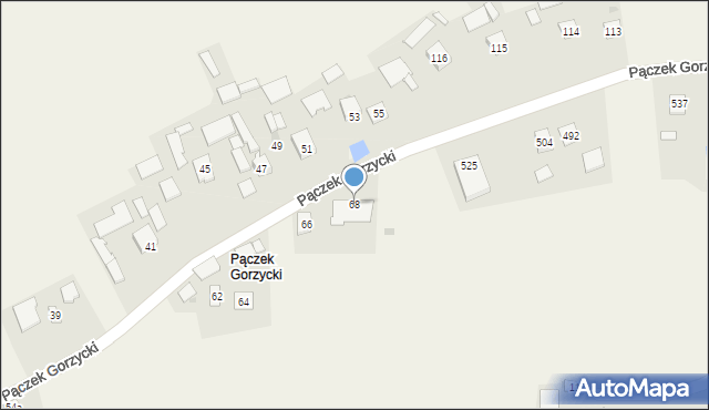 Gorzyce, Pączek Gorzycki, 68, mapa Gorzyce