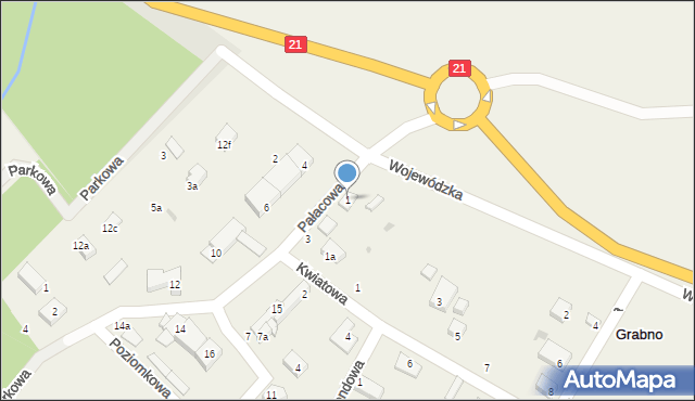 Grabno, Pałacowa, 1, mapa Grabno