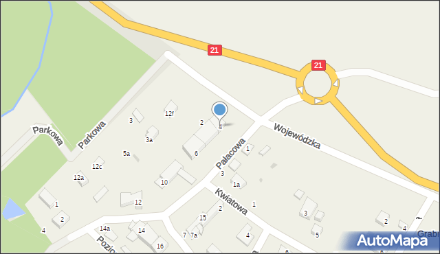 Grabno, Pałacowa, 4, mapa Grabno