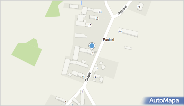 Grądy, Pasieki, 8, mapa Grądy