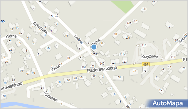 Grudziądz, Paderewskiego Ignacego Jana, 105A, mapa Grudziądza