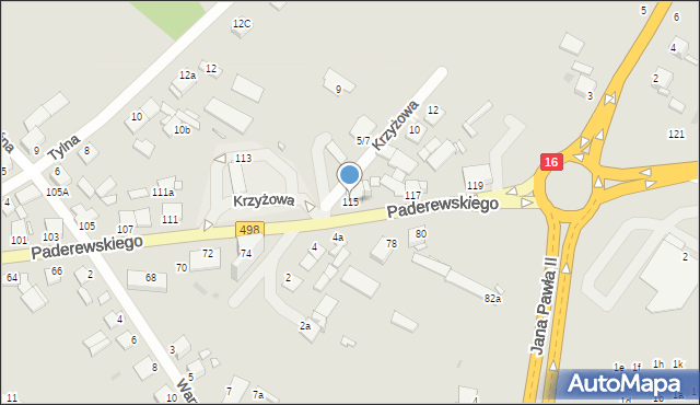 Grudziądz, Paderewskiego Ignacego Jana, 115, mapa Grudziądza