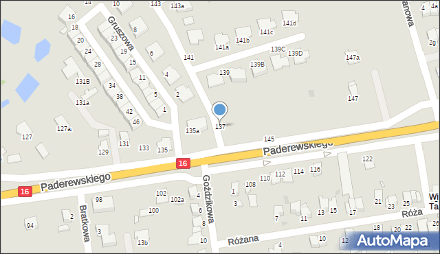 Grudziądz, Paderewskiego Ignacego Jana, 137, mapa Grudziądza