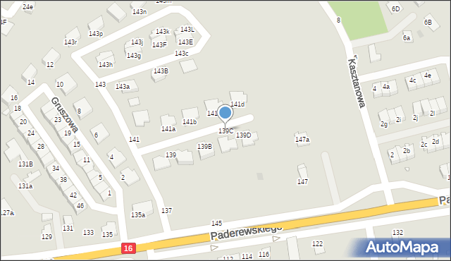 Grudziądz, Paderewskiego Ignacego Jana, 139C, mapa Grudziądza