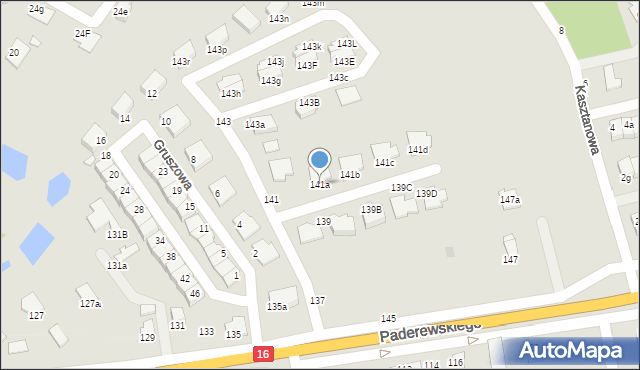 Grudziądz, Paderewskiego Ignacego Jana, 141a, mapa Grudziądza