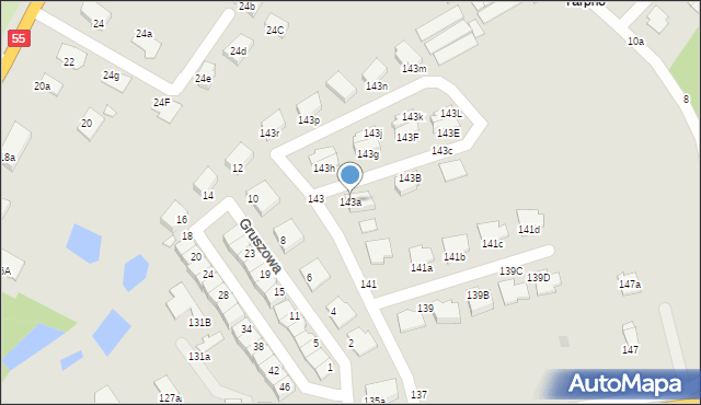Grudziądz, Paderewskiego Ignacego Jana, 143a, mapa Grudziądza