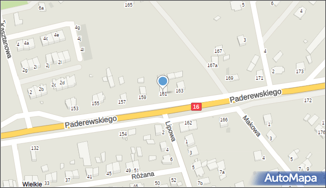 Grudziądz, Paderewskiego Ignacego Jana, 161, mapa Grudziądza