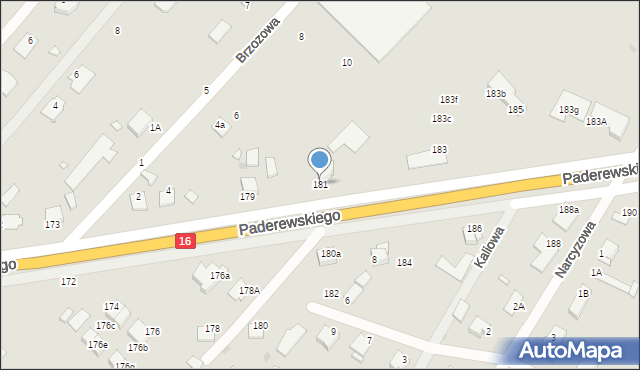 Grudziądz, Paderewskiego Ignacego Jana, 181, mapa Grudziądza