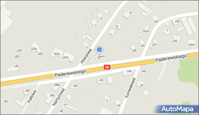 Grudziądz, Paderewskiego Ignacego Jana, 187, mapa Grudziądza