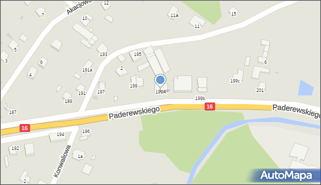 Grudziądz, Paderewskiego Ignacego Jana, 199A, mapa Grudziądza